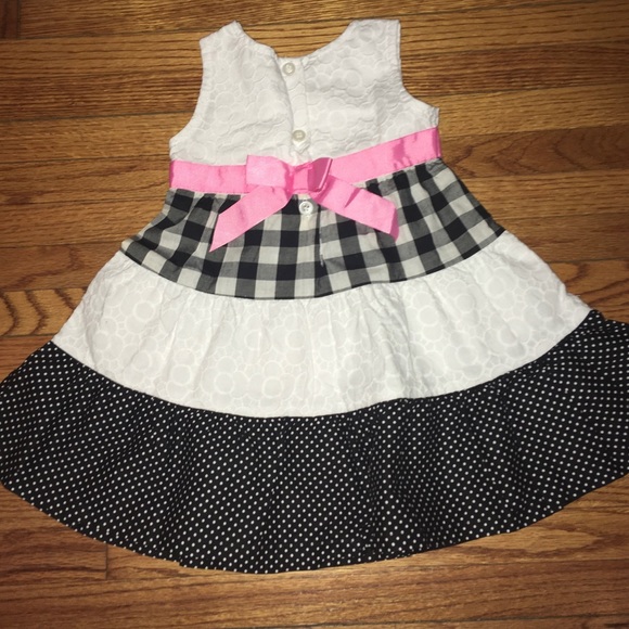 Blueberi Boulevard Baby Girl Dress, Blueberi Boulevard Pink Black White Dress - Picture 7 of 16